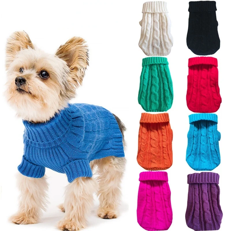 

Dog Clothes for Small Dogs Winter Warm Turtleneck Knitted Pet Sweater Chihuahua Teddy French Bulldog Vest Clothes ropa de perro