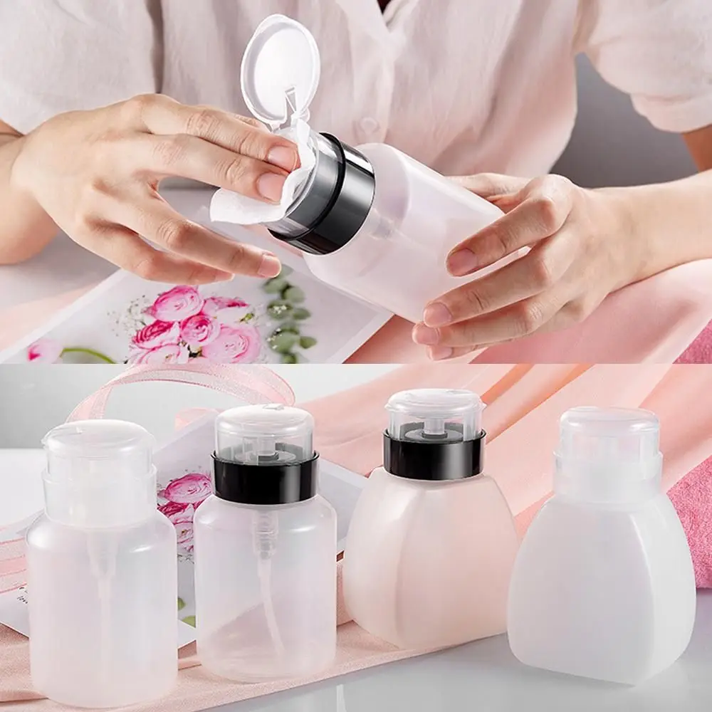 

250Ml Clean Acetone Empty Plastic Refillable Bottles Pump Dispenser Container Nail Polish Remover Press Pumping Dispenser Bottle