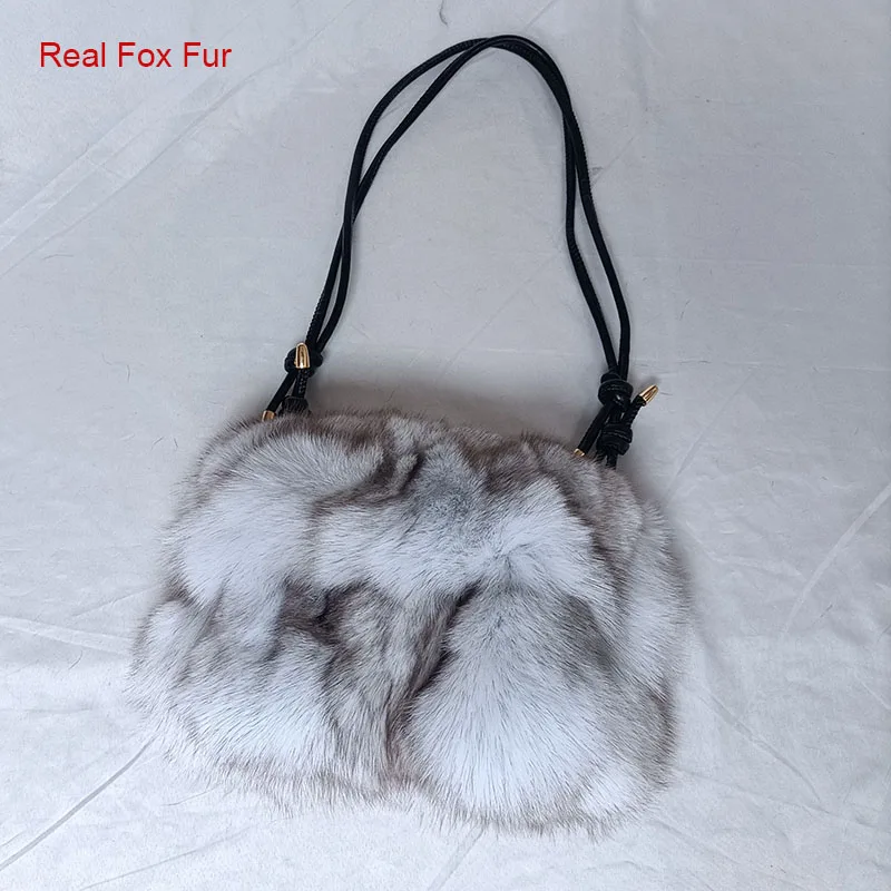 Женская зимняя сумка из натурального Лисьего меха модная теплая женская