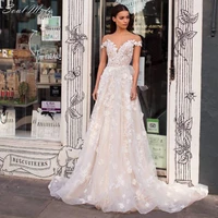 elegant a line lace wedding dresses 2022 for women boho appliques wedding gowns backless princess bride dress vestido de noiva