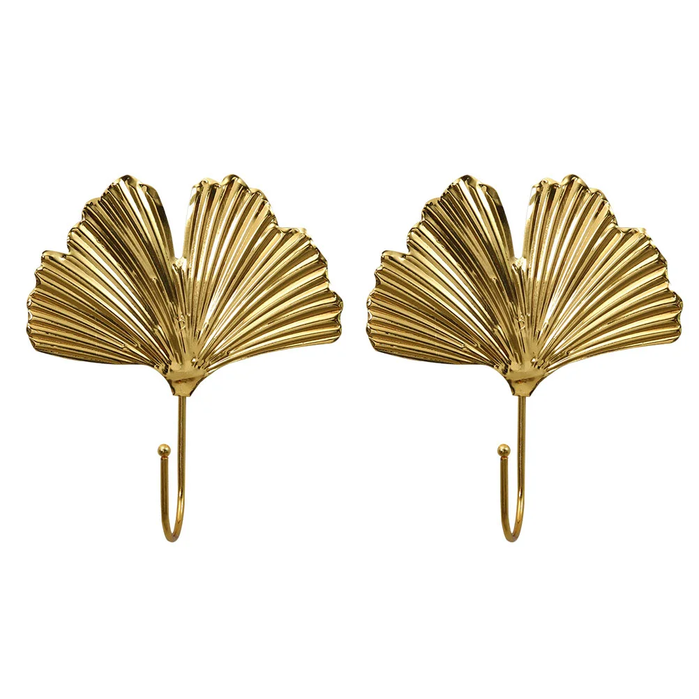 

2 Pcs Leaf Hook Light Luxury Wall Mount Towel Holder Household Products Shaped Hooks Iron Hanging Clothes Rack
