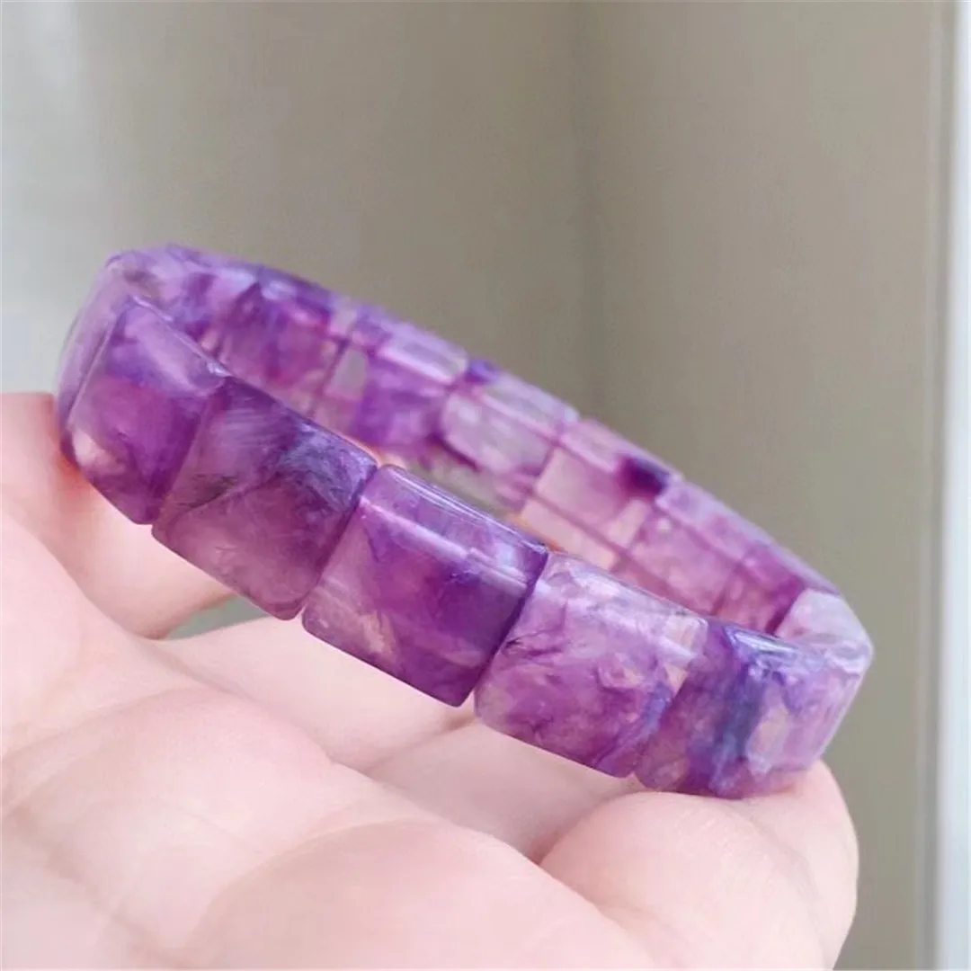 

Натуральный Королевский Фиолетовый браслет Charoite для женщин и мужчин, лечебный подарок с кристаллами 12x11 мм, бусины, камень, фотоэлемент AAAAA