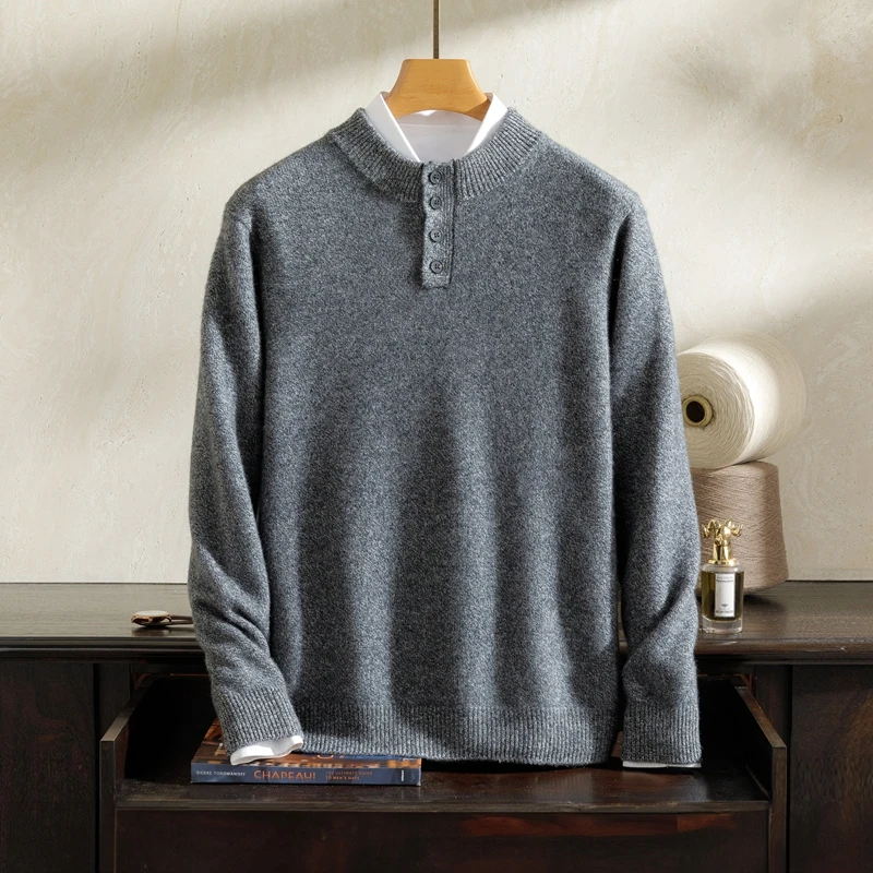 Свитер из 100% чистого кашемира класса A мужской вязаный пуловер с