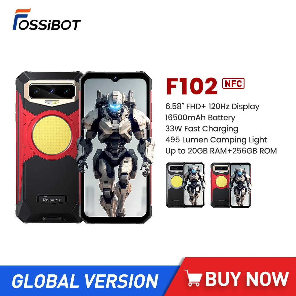 FOSSiBOT F102 Rugged Smartphones 12GB+256GB 6.58Inch FHD Mobile Phone 16500mAh Large Battery 108M Camera Android 13 Cell Phone