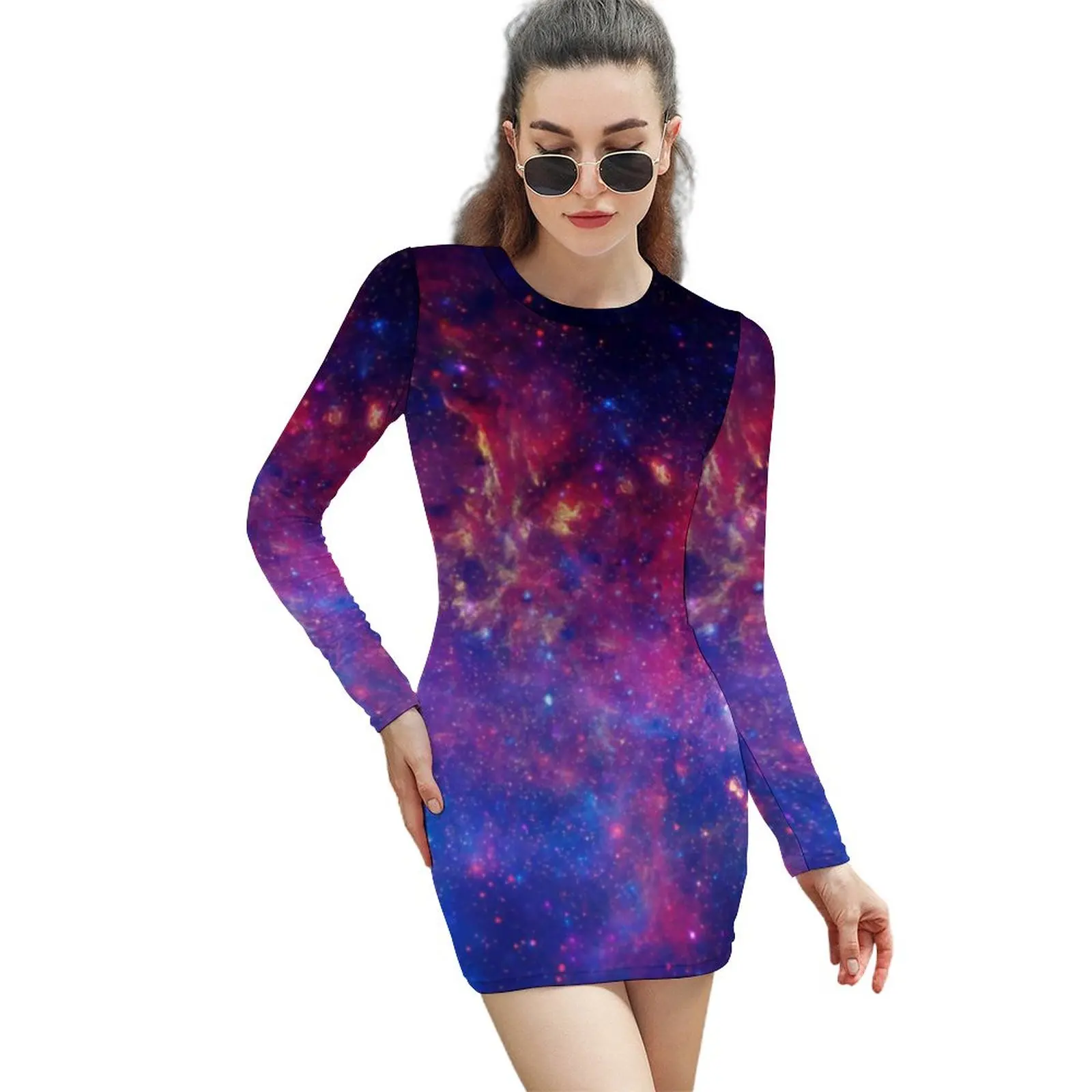 

Женское облегающее платье с длинным рукавом, большие размеры до 2XL