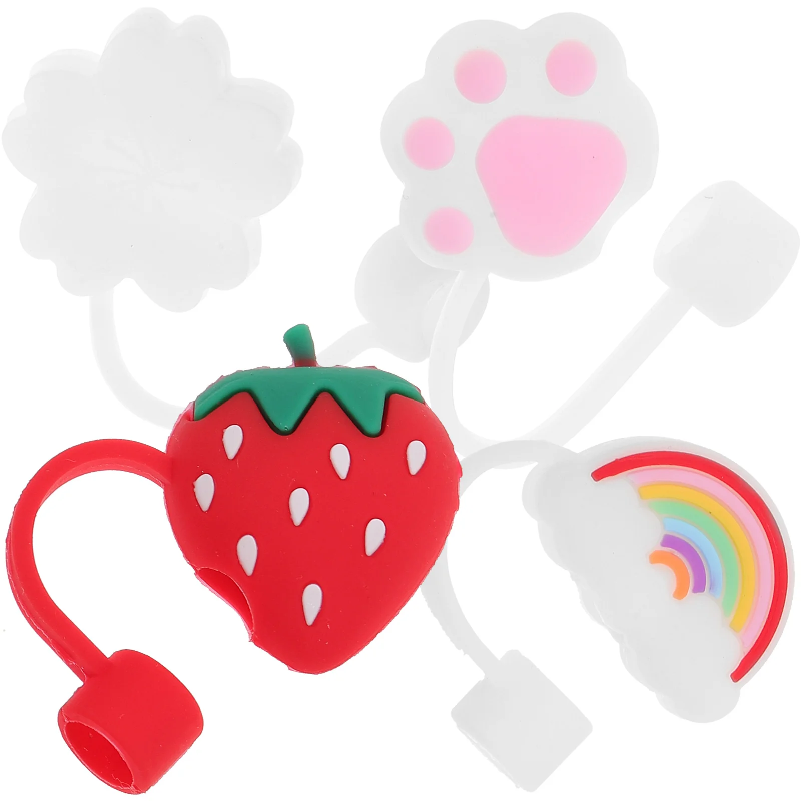 

Straw Tips Cover Drinking Cap Silicone Reusable Covers Cute Plugs Plug Caps Protector Straws Strawberry Toppers Proof
