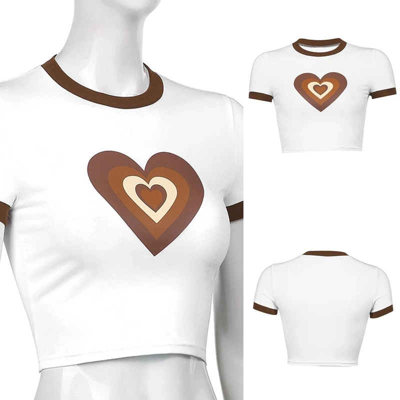 

New Women's Navel Crew Neck Urban Casual Fashion T-Shirt White