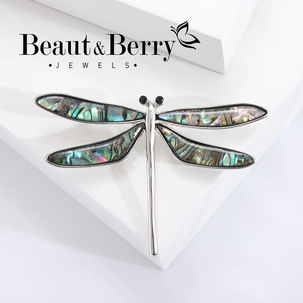 Beaut&Berry Literary dragonfly emerald brooch alloy shell pin restoring ancient ways suit coat jacket pin buckle