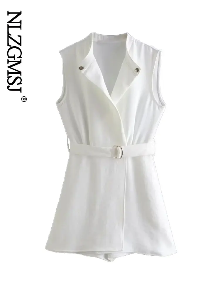 

Nlzgmsj Za Women Pullover V-Neck Sexy Belt Sling Wide Leg Jumpsuit Streetwear Fashion Elegant Patchwork Contrast Clothes