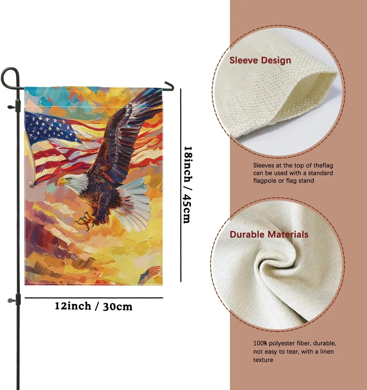 4 июля Садовый флаг Премиум Абстрактный восход солнца Пейзаж Летать лысый орлан