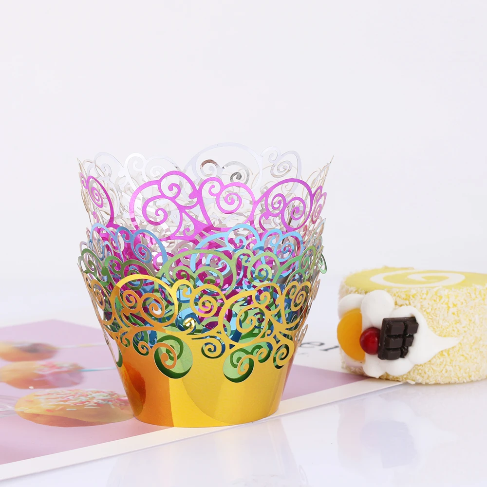 

12pcs Lace Cupcake Wrappers Muffin Cases Baking Mold Cake Paper Cups Little Vine Pastry Tools Home & Kitchen Supplies