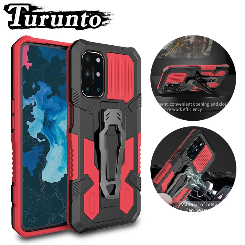 

TURUNTO Shockproof Back Clip Phone Cover For Oneplus Nord N200 5G Magnetic Bracket Kickstand Armor Case For Onelu Nord N200