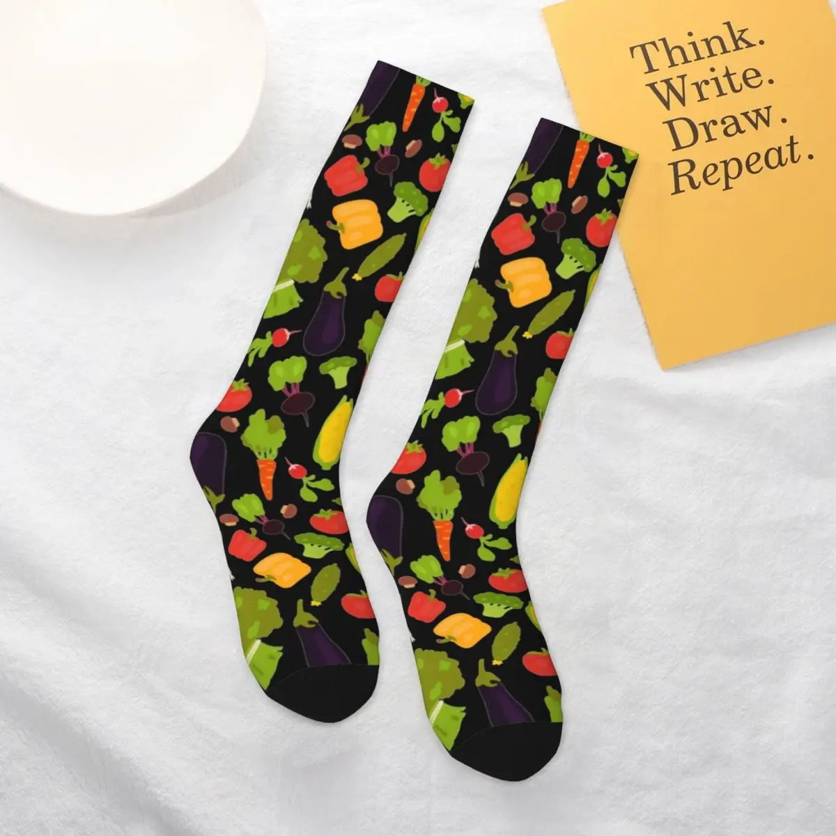 

Pattern Of World Vegetarian Day Socks Vegetables Unisex Old School Mid Stockings Large Chemical Fiber Modern Training Socks