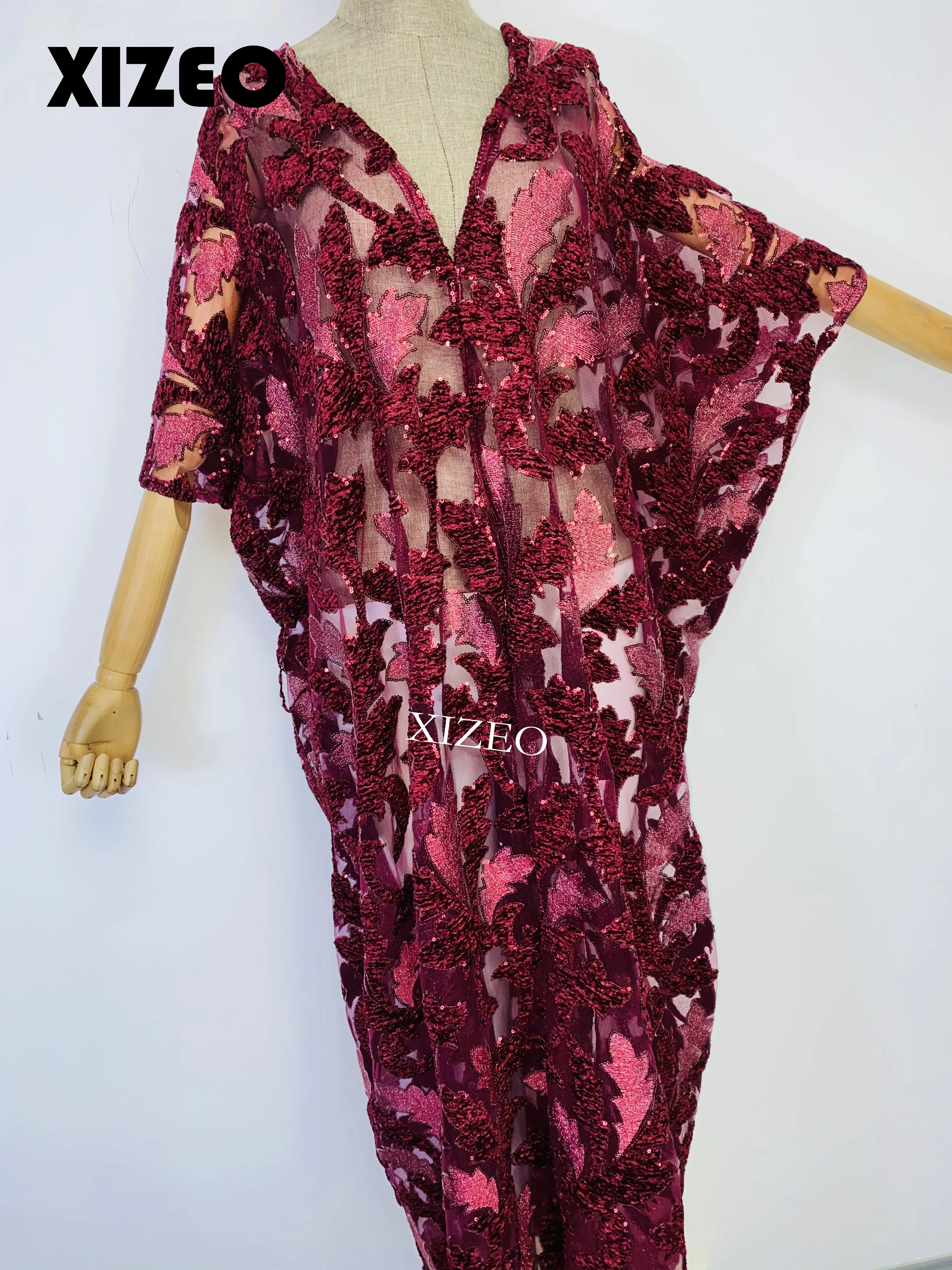 XIZEO Elegant Autumn Winter Women Cardigan Kaftan Fashion African Holiday Free Size Long Sleeve Party Wedding Gift Kimono