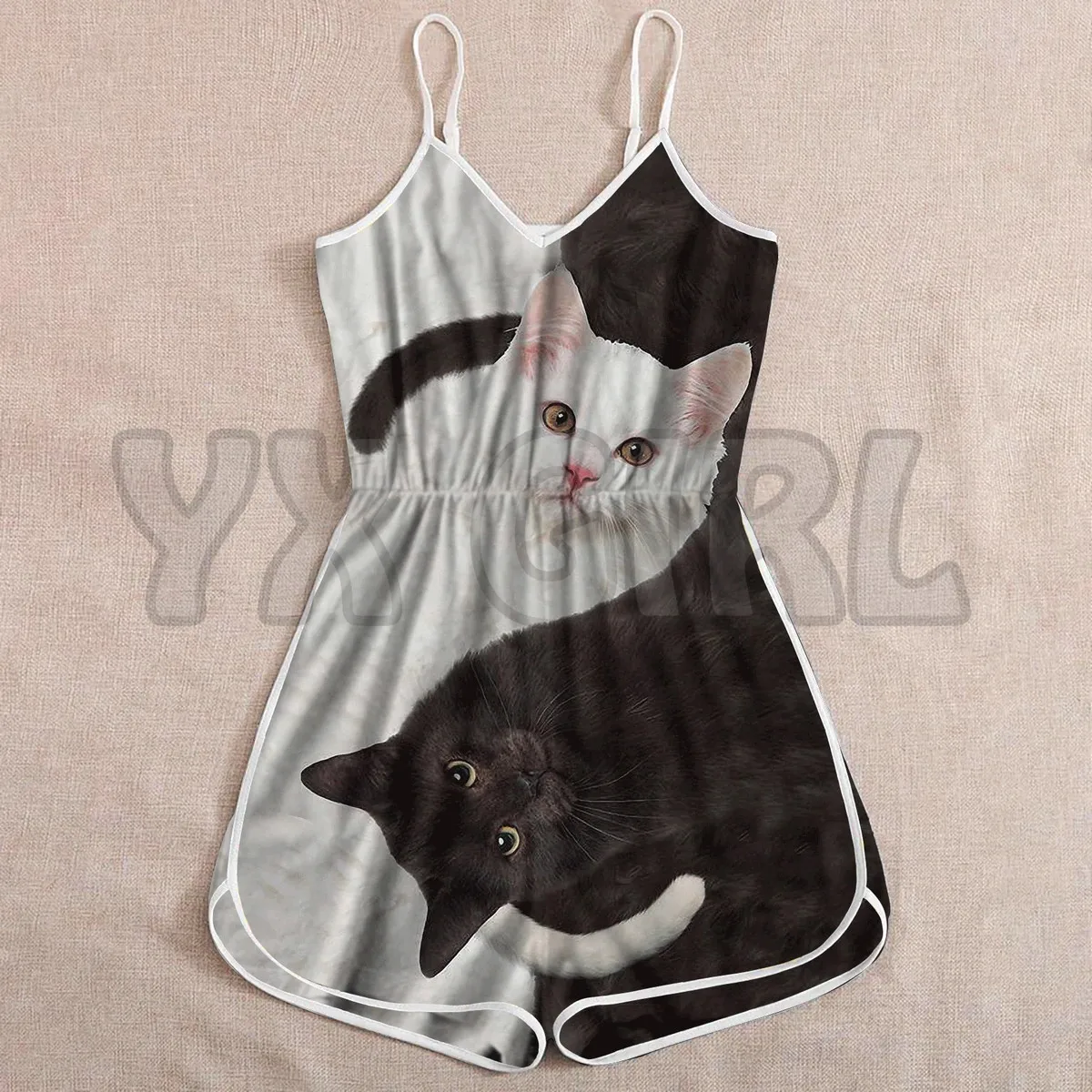 Cats Rompers For Women 3D All Over Printed Rompers Summer Women's Bohemia Clothes