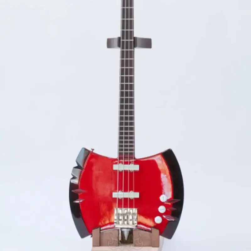 

Custom Precision 4 Strings Marceline Axe Bass Guitar，Red panel, neck through body，China-Made Pickups, 9V Battery Active