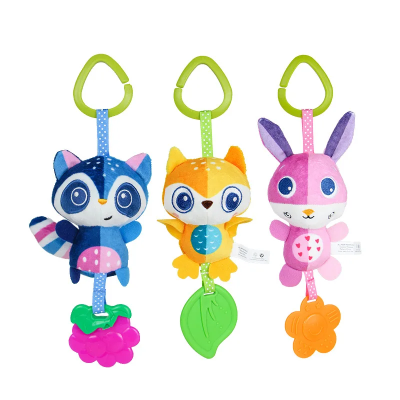 

Новорожденные Мультяшные животные погремушки с прорезывателем игрушки Дети плюшевая кукла ручной Колокольчик детская коляска кроватка по...