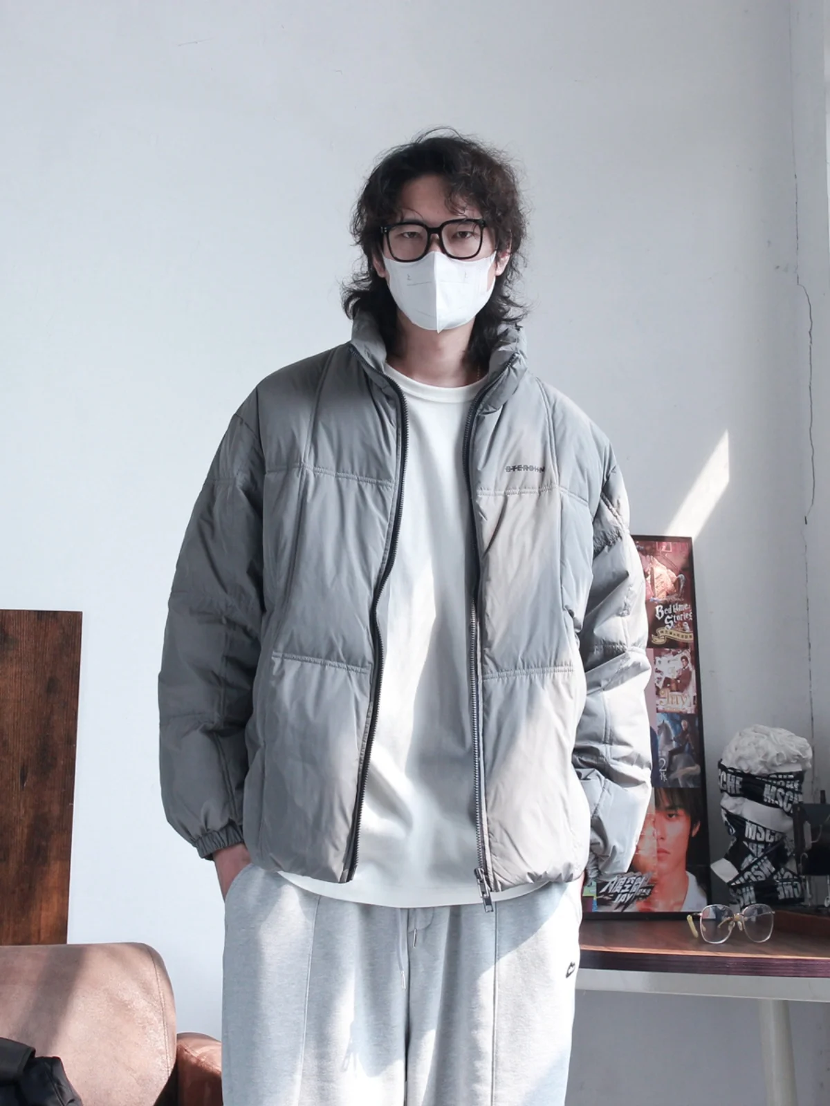 Mr. Akeng японский модный простой зимний пуховик с воротником-стойкой мужской 90