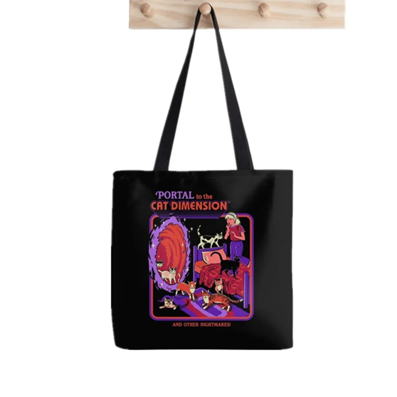 

Shopper The Cat Dimension Tote Bag Printed Tote Bag women Harajuku shopper handbag girl Shoulder shopping bag Lady Canvas Bag