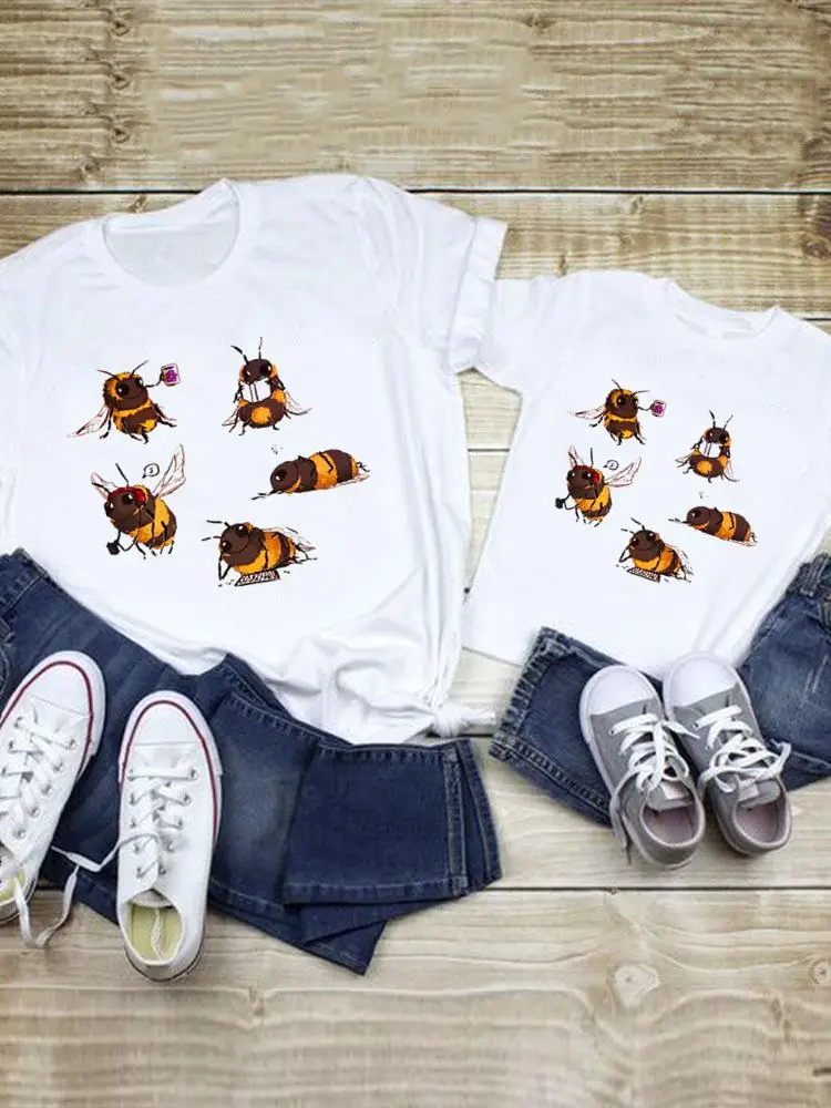 

Tee Family Matching Outfits Bee Sweet Lovely Style Women Kid Child Summer Mom Mama Mother Graphic T-shirt Clothes Clothing