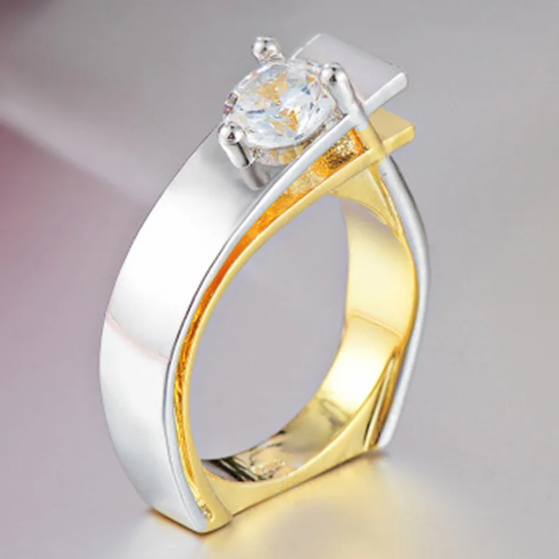 

Milangirl High Quality White Zircon Crystal Ring Authentic Wave Geometric Finger Rings for Women Wedding Engagement Jewelry