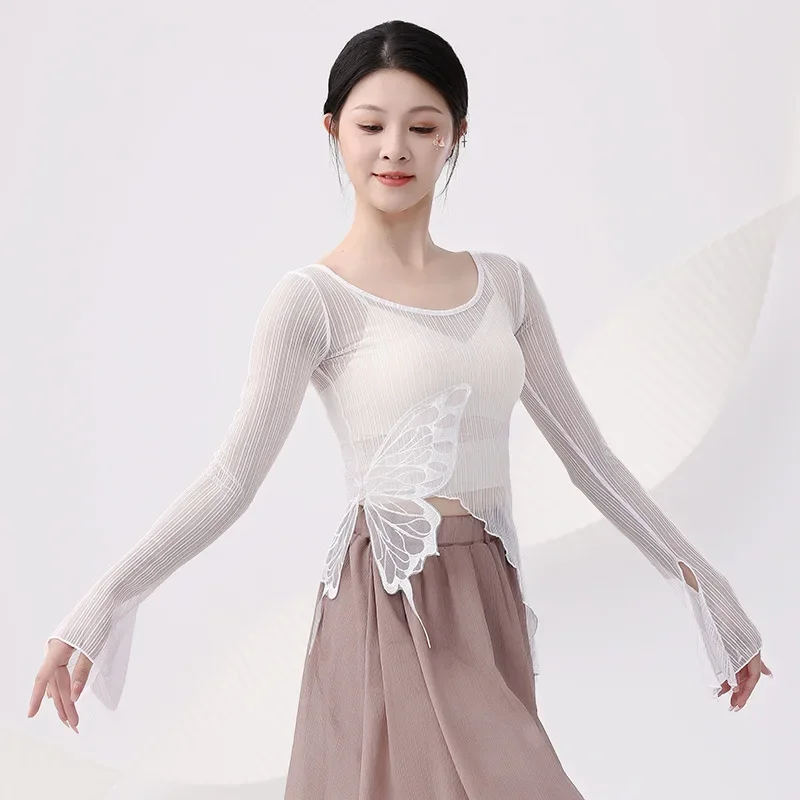 Сетчатый прозрачный топ для восточных латинских танцев женская блузка костюм