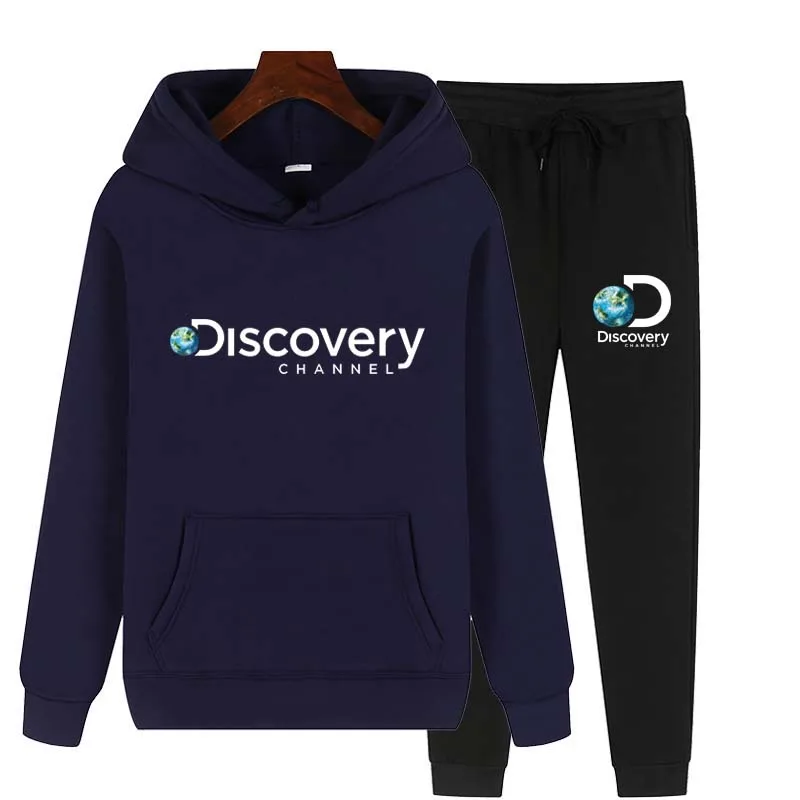 

2022 New Brand Letter Printed Sportswear Men Cotton Warm Two Pieces Set Loose Hoodie Sweatshirt + Pants Set Hoodie Jogging