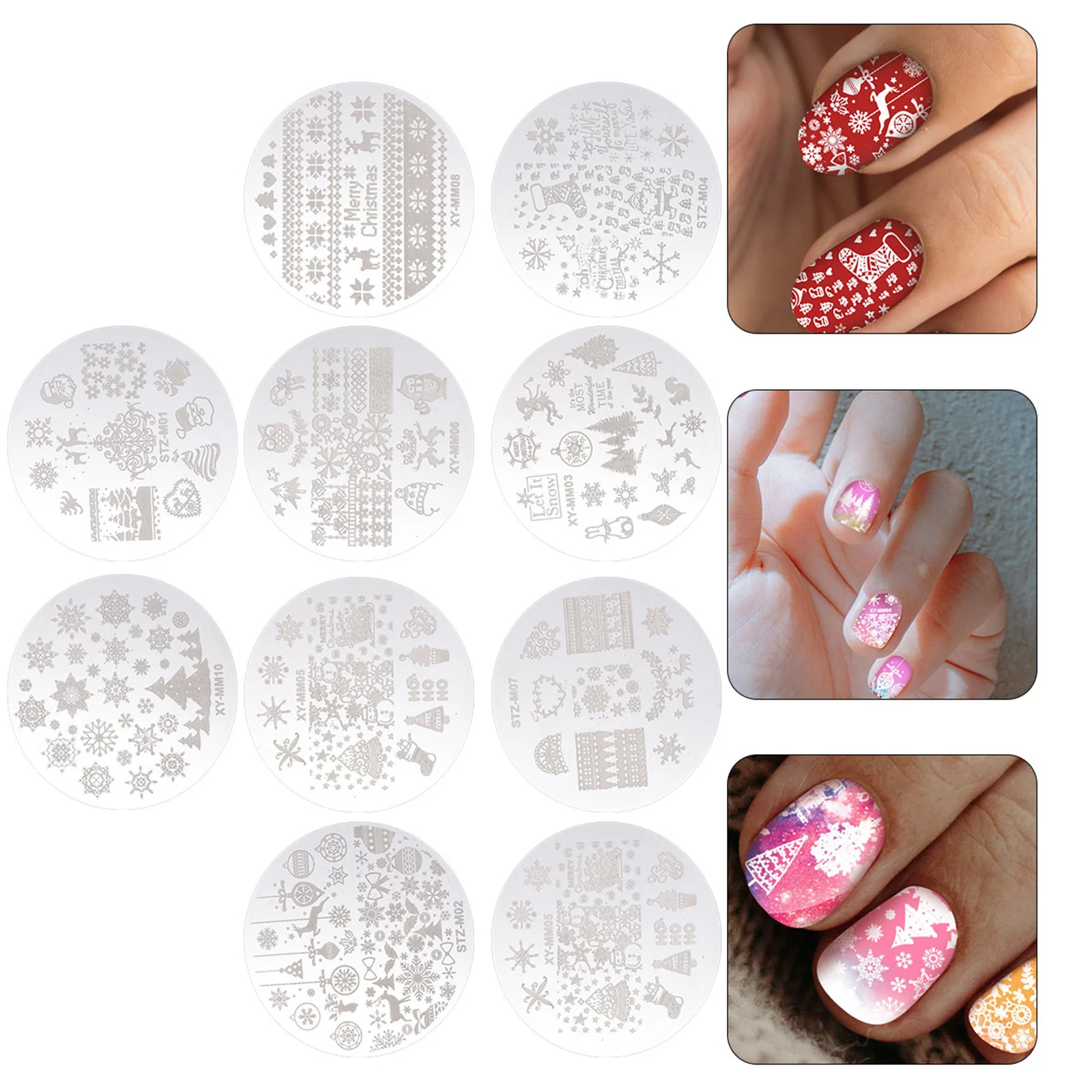 

10Pcs Nail Plate Christmas Creative Nail Stamping Manicure Tools Stamping Templates Nail Stamping Nail