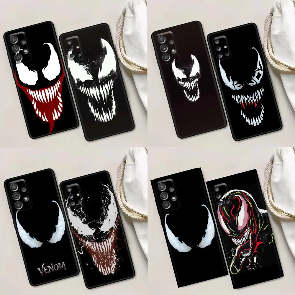 

Phone Case for Samsung A01 A02 A03s A11 A12 A21s A32 A41 A72 A52s 5G A91 Case Silicone Cover Marvel Spider-man Horror Face