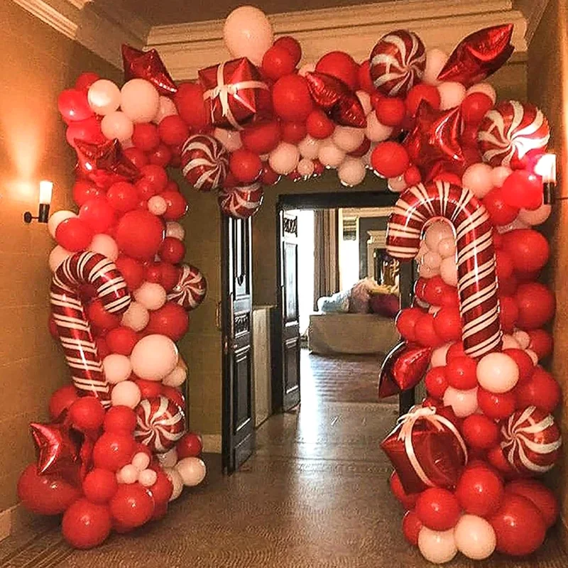 

138pcs Christmas Balloon Garland Arch Kit with Gift Box Candy Star Foil Balloons Christmas Decoration for Home New Year Navidad