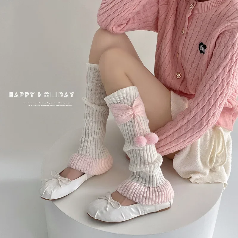 Японские носки в стиле &quotЛолита&quot женские пушистые чулки кружевные утепленные