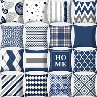cushion cover geometric pattern 45x45 polyester blue grey pillowcase upholstery sofa cushion throw pillow home decor pillowcase
