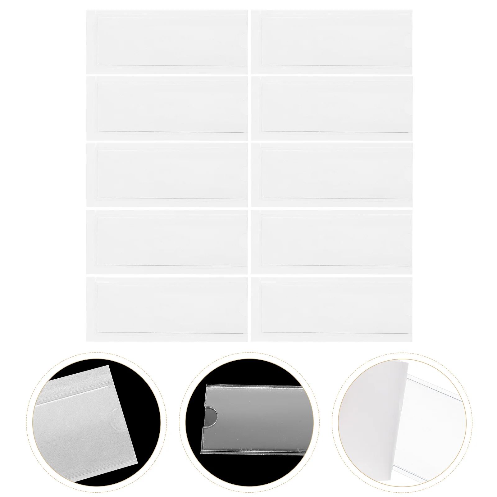 

30 Pcs Self Adhesive Card Holder Clear Plastic Storage Bins Label Bag Pvc Sleeves Material Cover Tags