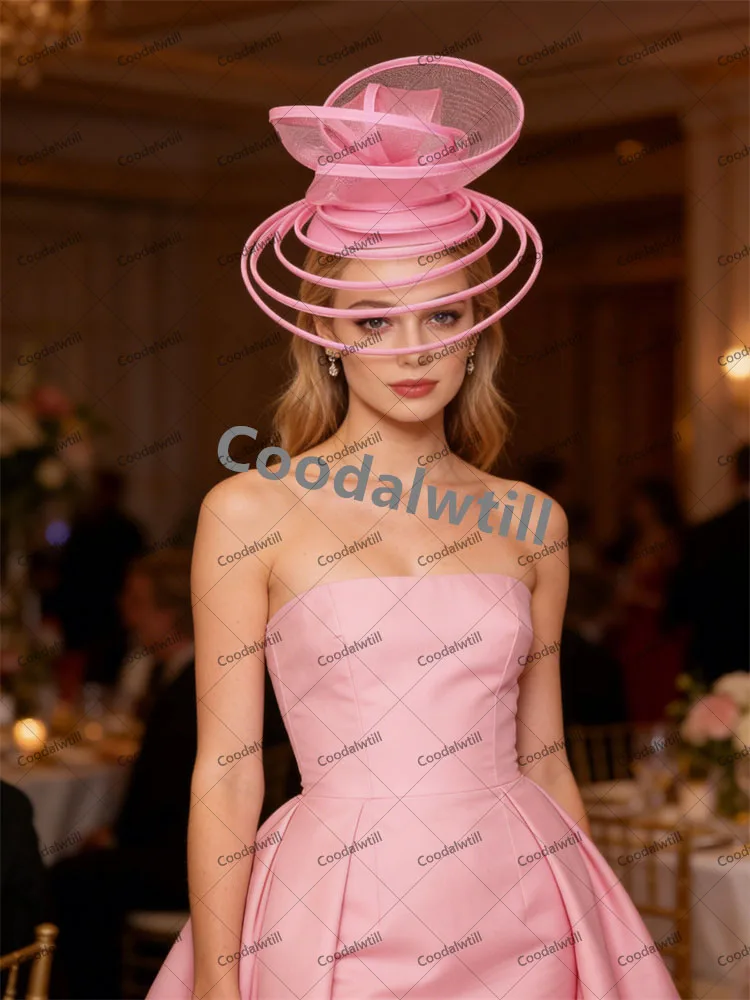 Фото Сетчатая модная шляпа Royal Ascot Fascinator, женские удивительные коктейльные головные уборы, синие дерби, аксессуары для волос в Кентукки, женские вечерние шапки №2