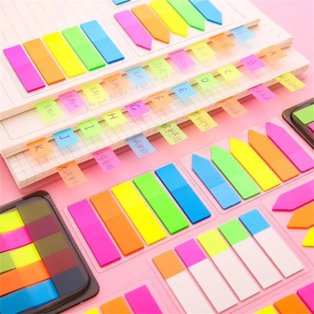 

100Sheets/Pack Colorful Fluorescence Index Sticky Notes Creative Office School Memo Pads Notepad Notes Self-Adhesive Stickers