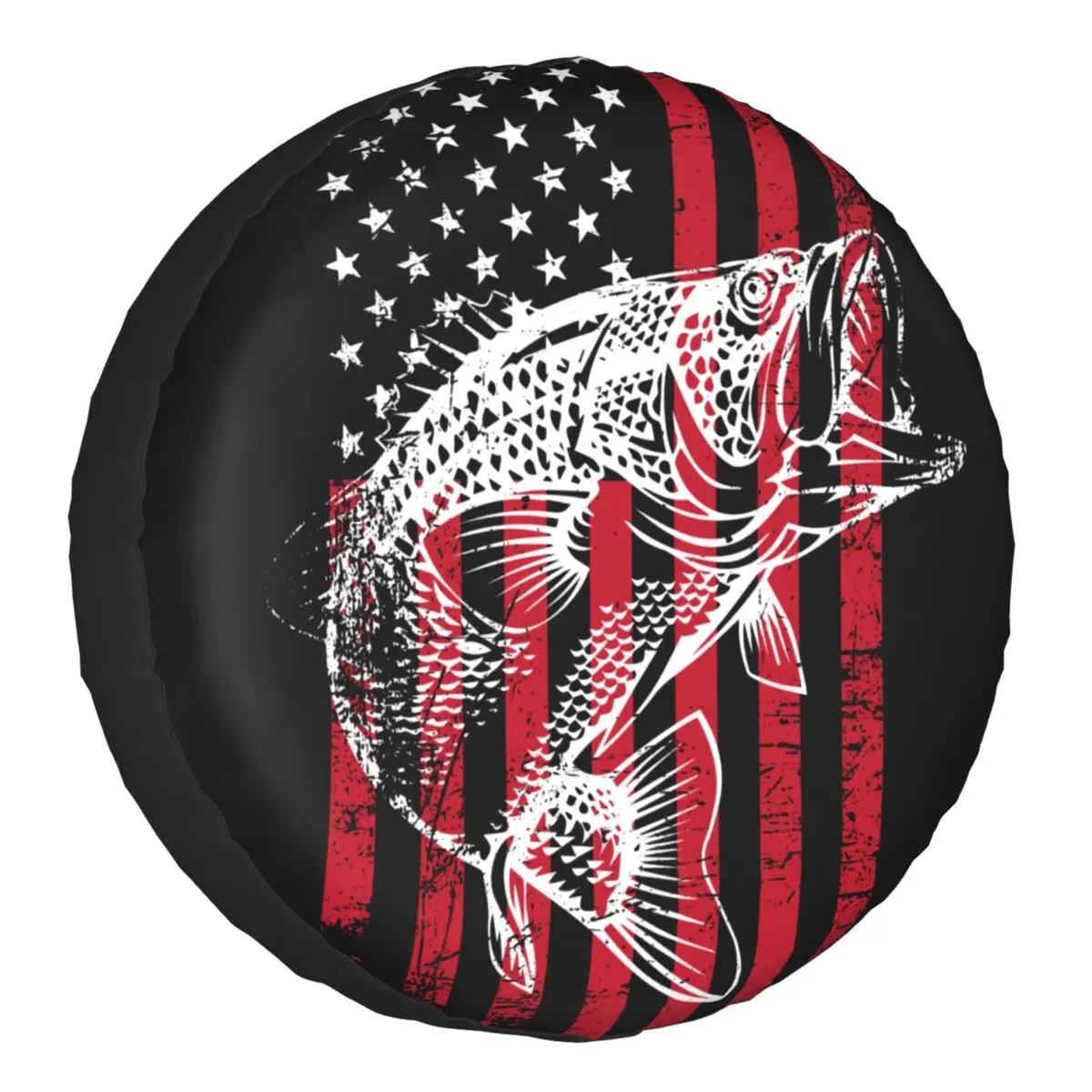 

Fishing Spare Tire Cover for Jeep American Flag Bass Fish Fisherman SUV Car Wheel Protectors Accessories Inch