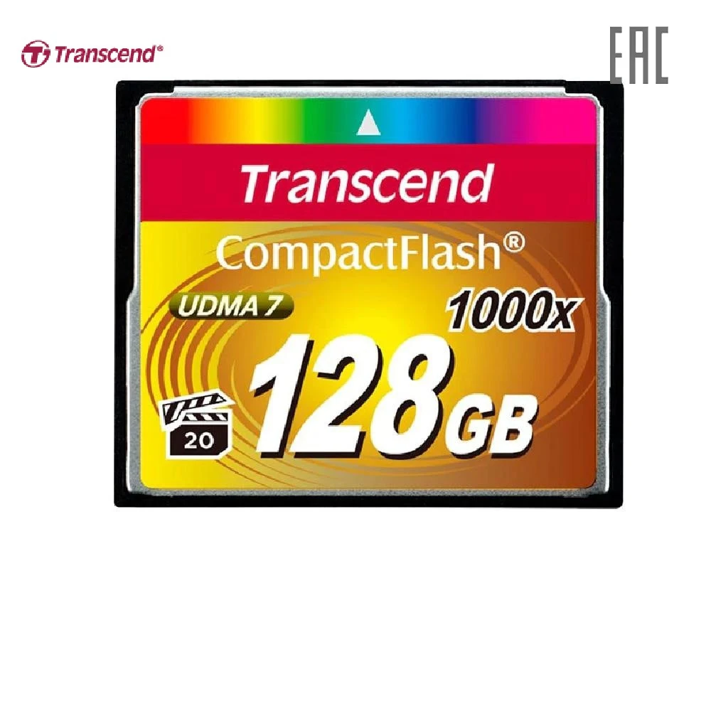 Карта памяти Transcend CF1000 CompactFlash TS128GCF1000 128 Гб MLC Full-HD 3D и 4K UHDTV | Компьютеры офис