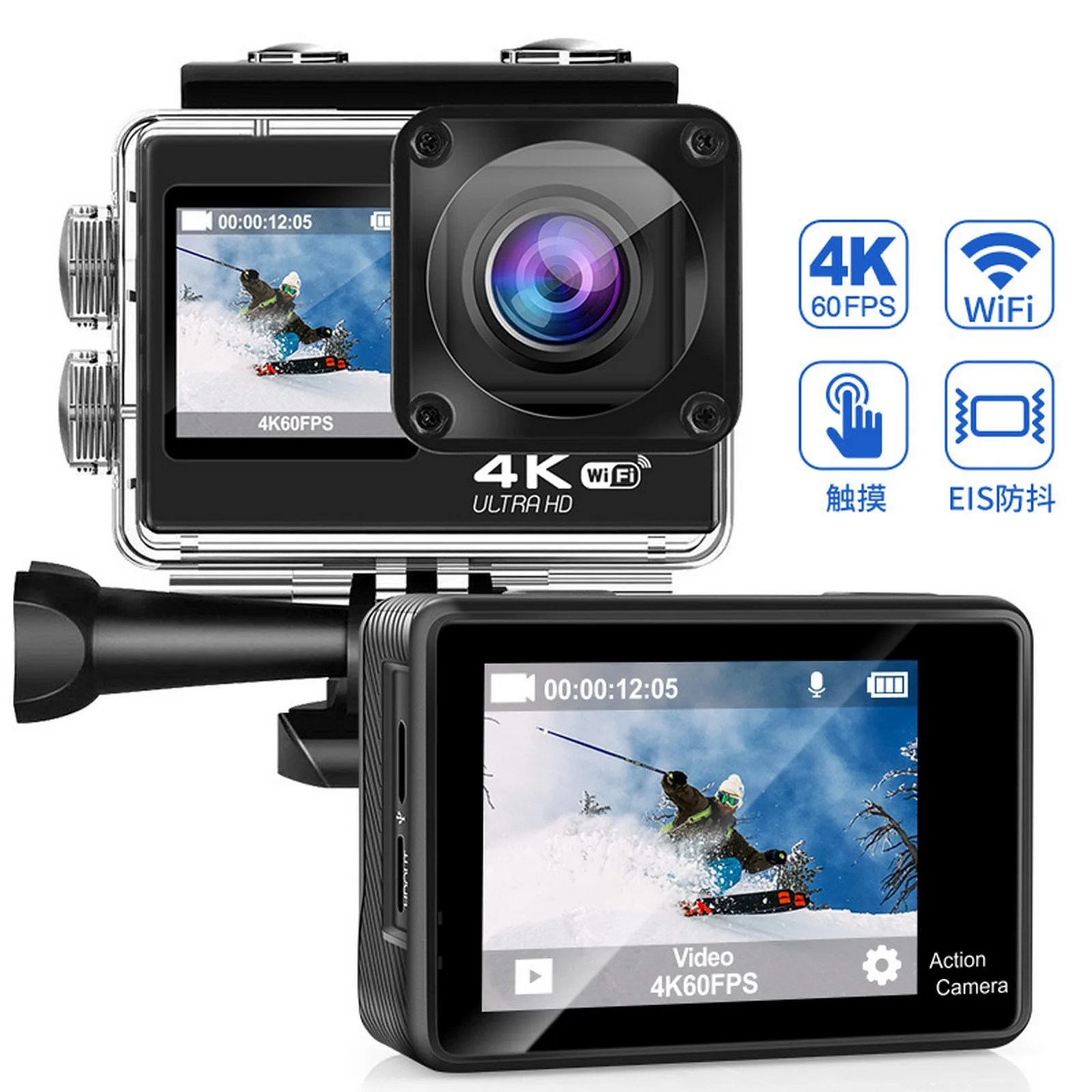 4k Waterproof Outdoor Action Camera With Microphone Remote Control  Anti-shake Wifi Sports Dv Helmet Camera Sports Camera