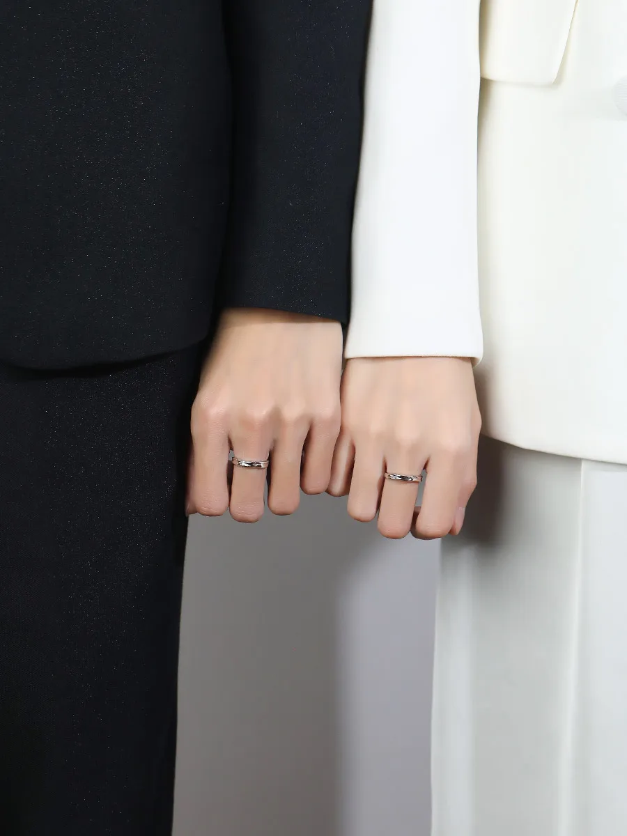 Кольцо для пары из чистого серебра 999 пробы женское и мужское дизайн 2024 новая пара