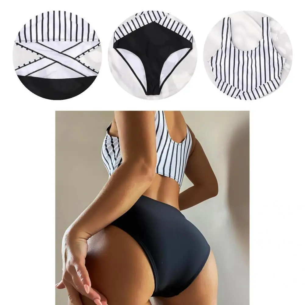 

Bodysuit Simple Slim Backless Swimwear One-piece Women Bikini Striped for Spa