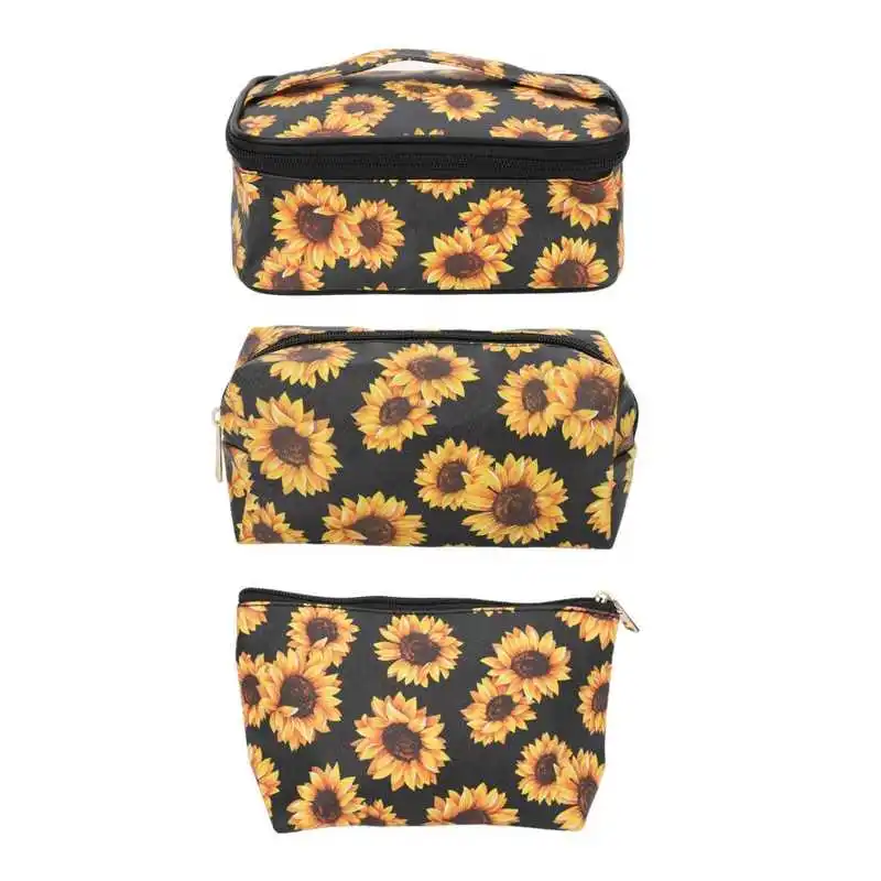 

Toiletry Bag Set Portable Space Saving Sunflower Makeup Bags Set Large Capacity Waterproof for Daily Makeup for Travel