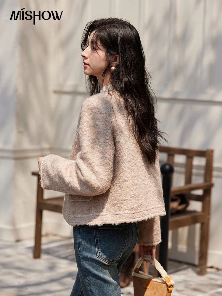 MISHOW клетчатый твидовый пуховик женский дизайн пуховая однобортная куртка 2024