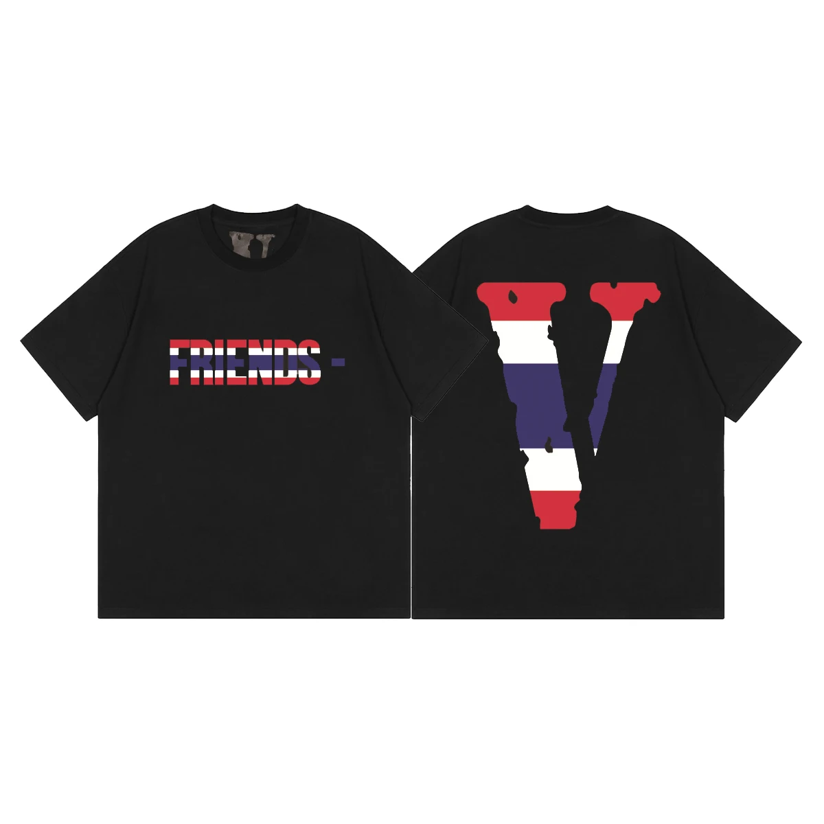 

VLONE Men's / Women's Couples Casual Fashion Trend High Street Loose Street HIP-HOP100% Cotton Flag THA Print Round Neck T-Shirt