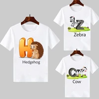 children funny graphic t shirts cute alphabet horsetigerturtlebearcowelephantzebragiraffe animal print boy girl t shirt