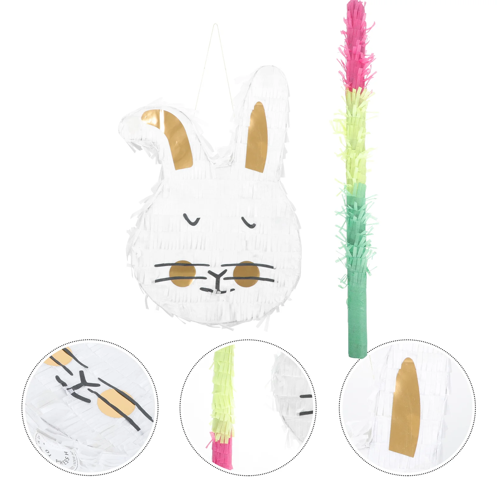 

Pinata Easter Bunny Party Toy Centerpiece Table Plaything Filled Sugar Filler Candy Animal Smashing Egg Game Pinatas White