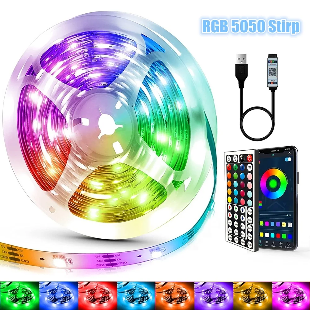 

Светодиодный светильник с дистанционным управлением, декоративная настенная лампа для спальни, с Bluetooth, гибкая лента, праздничный светильник