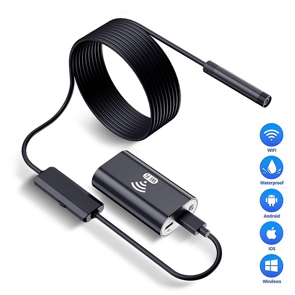 

WiFi Endoscope Mini Camera Waterproof Inspection USB Borescope Snake HD 720p 8mm Lens Car Engine Drain Pip for Iphone Android PC