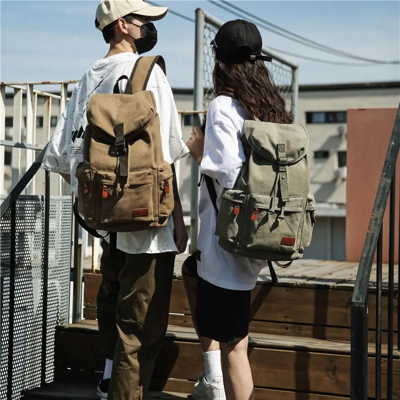 

Men and Women Vintage Canvas Backpacks Bags Travel Studentbag Casual for Hiking Travel Camping Backpack Mochila Masculina E69