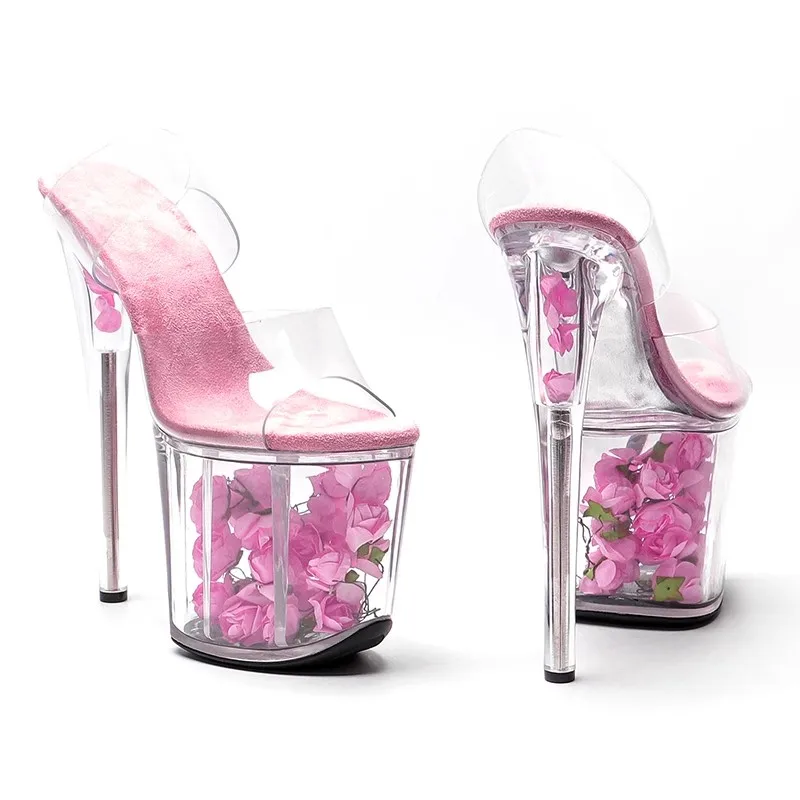 LAIJIANJINXIA новые цветные тапочки из ПВХ на высоком каблуке 20 см/8 дюймов пикантная