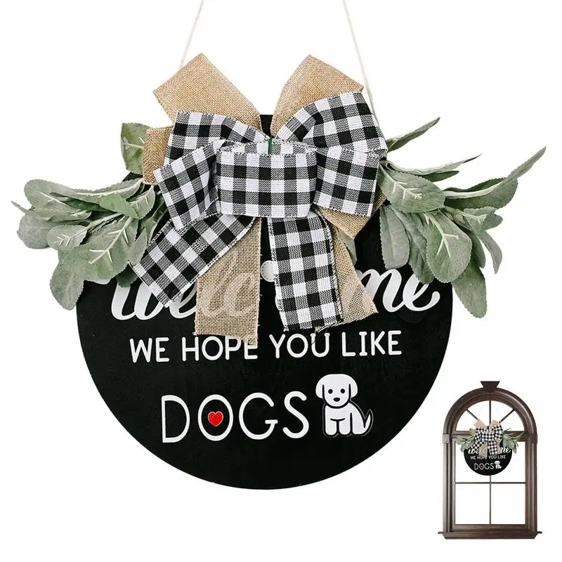 

Wooden Welcome Sign Wooden Hung Wall Decor Round Wooden Hung Sign Housewarming Gift Rustic Welcome Wreaths With Stapled Greenery